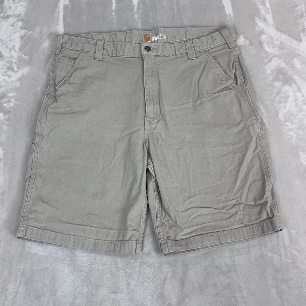 Carhartt Shorts Mens 38 Beige Relaxed Fit Rugby Canvas Workwear Grunge Outdoor
